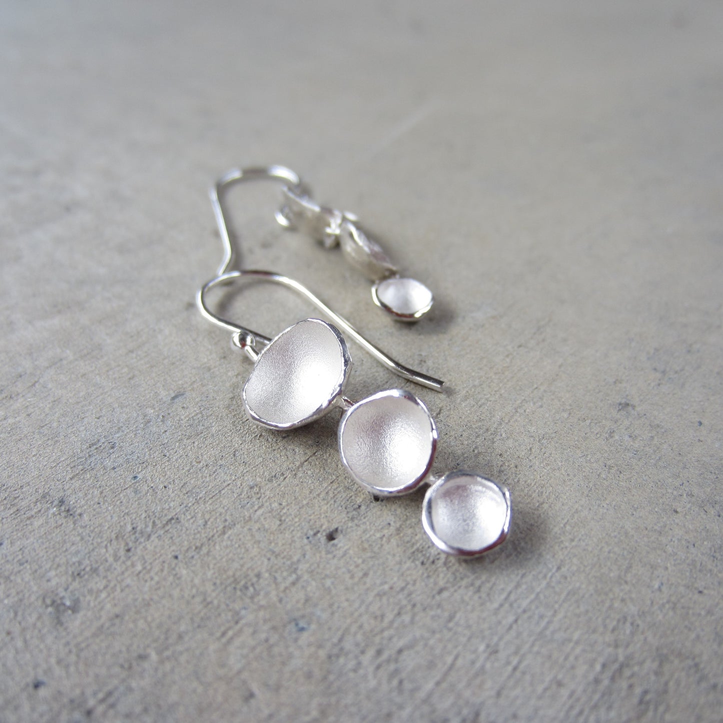Triple Pod Link Earrings in Sterling Silver