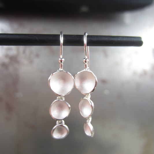 Triple Pod Link Earrings in Sterling Silver