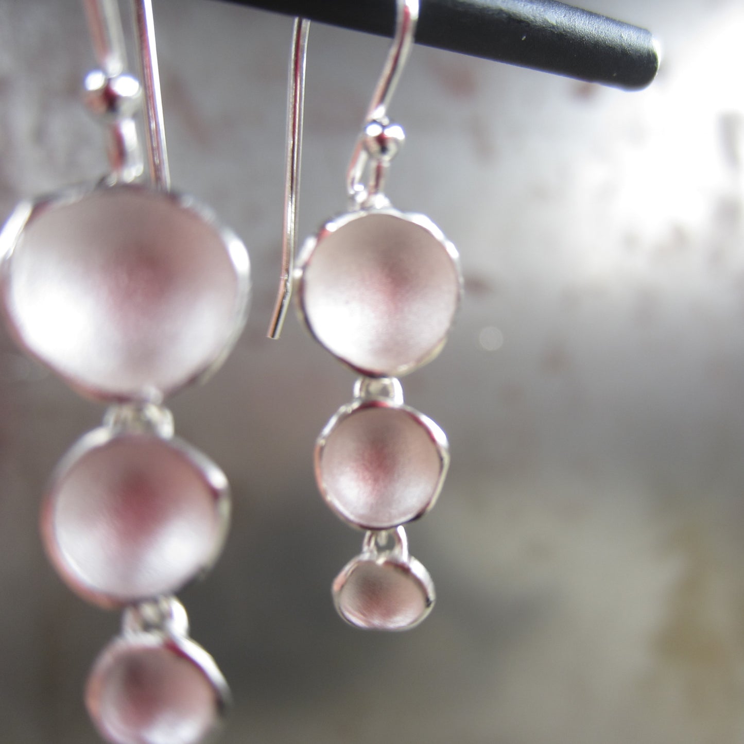Triple Pod Link Earrings in Sterling Silver