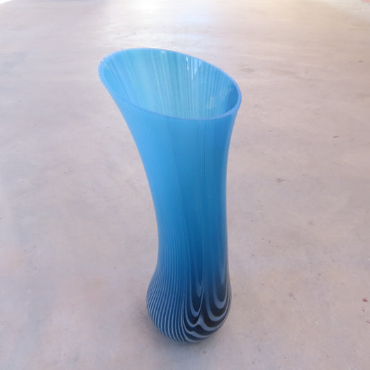 Fused Glass Vase: Large Blue Stripes