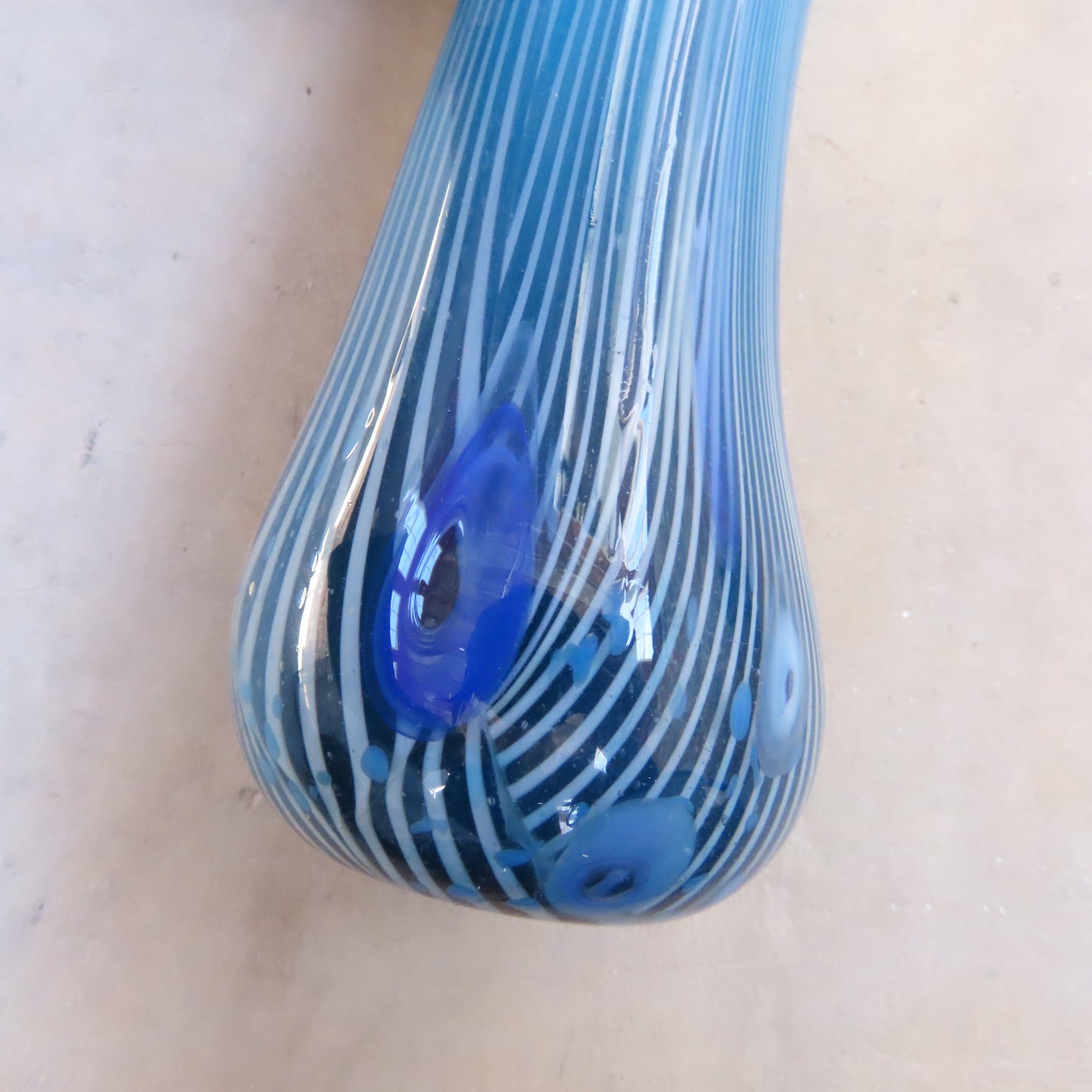 Fused Glass Vase: Large Blue Stripes