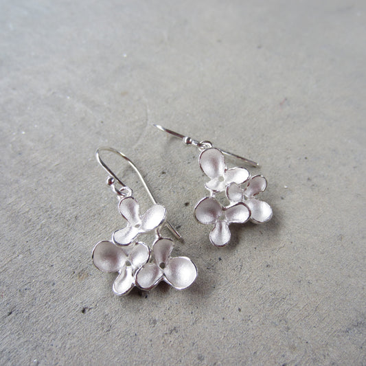 Triple Bloom Earrings in Sterling Silver