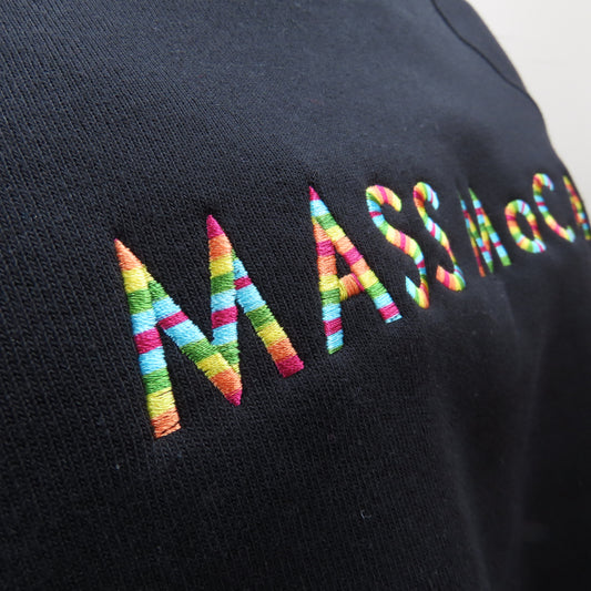 MASS MoCA Crew Neck Sweatshirt: Black with Multicolor Embroidery