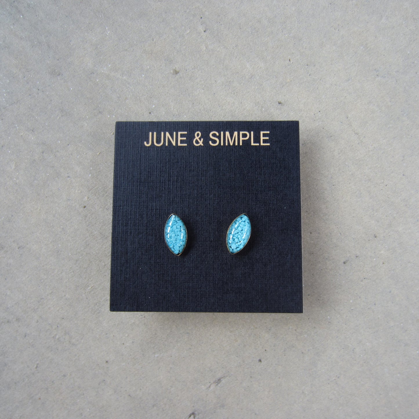 Crushed Stone Studs: Turquoise Small Teardrop