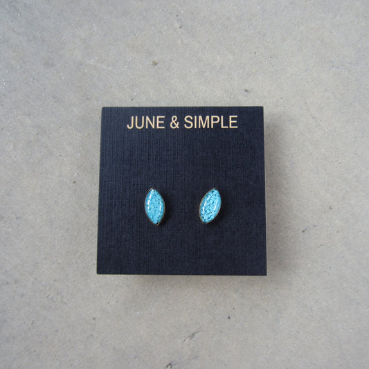 Crushed Stone Studs: Turquoise Small Teardrop