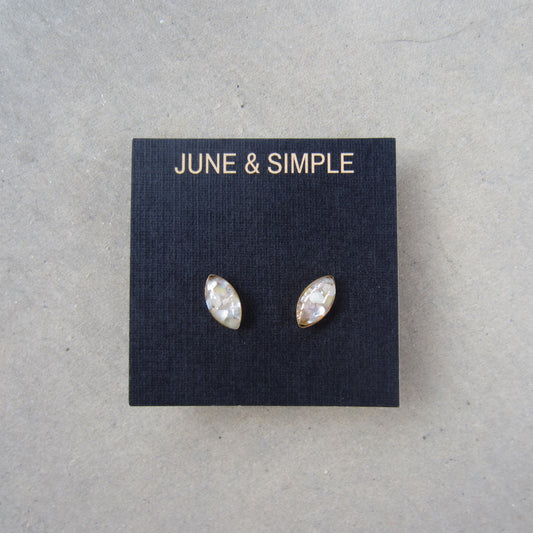 Crushed Stone Studs: Mother of Pearl Small Teardrop