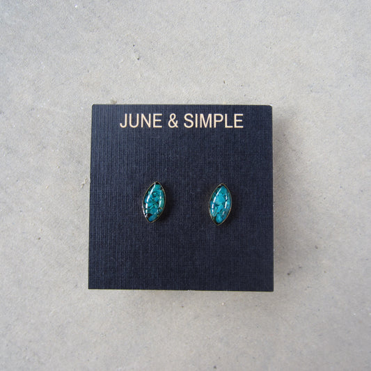 Crushed Stone Studs: Chrysocolla Small Teardrop