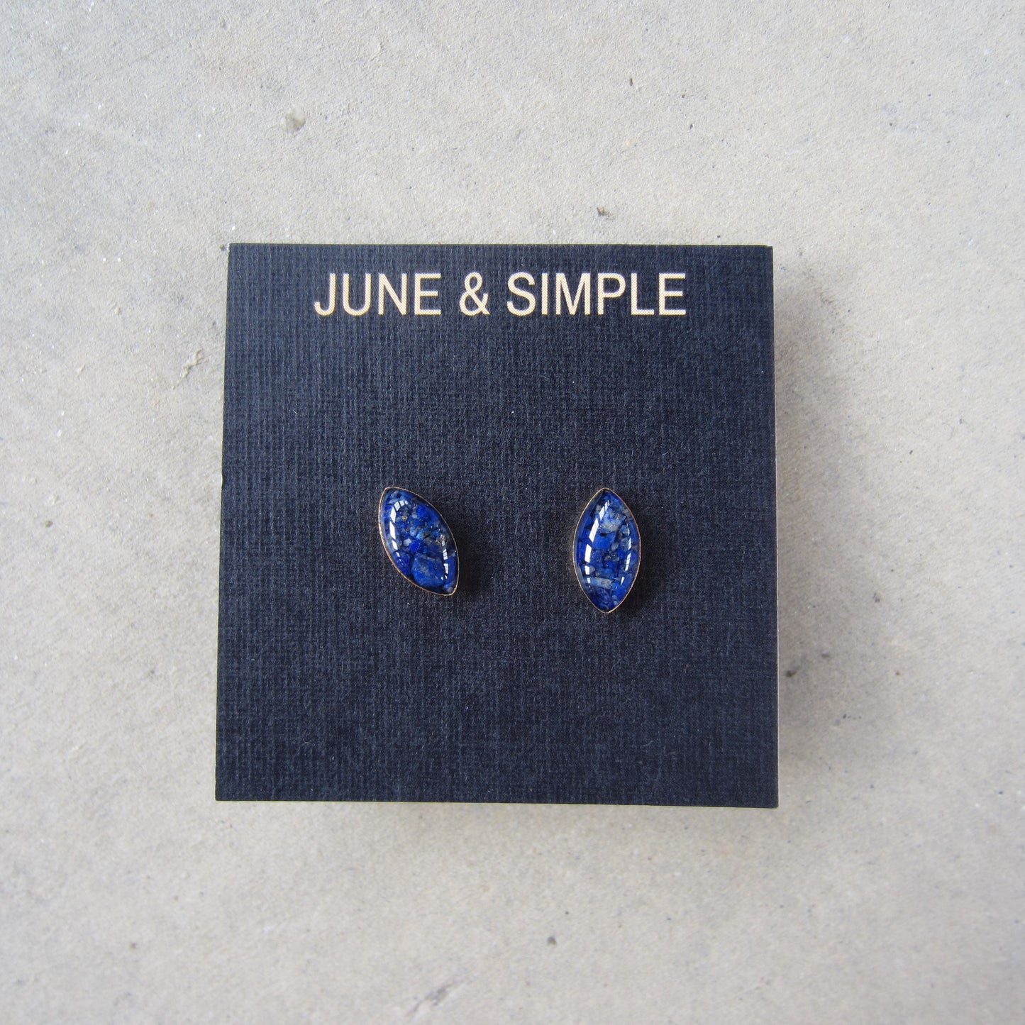 Crushed Stone Studs: Lapis Lazuli Small Teardrop