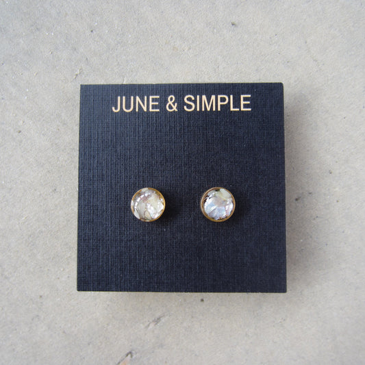 Crushed Stone Studs: Mother of Pearl Small Circle