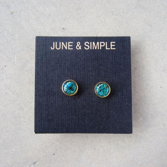 Crushed Stone Studs: Chrysocolla Small Circle