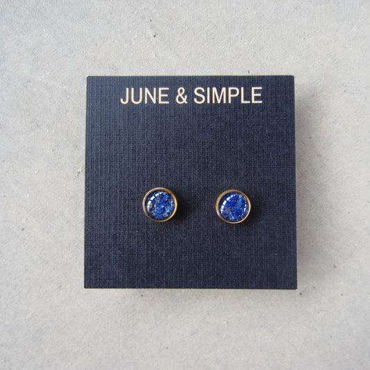 Crushed Stone Studs: Lapis Lazuli Small Circle