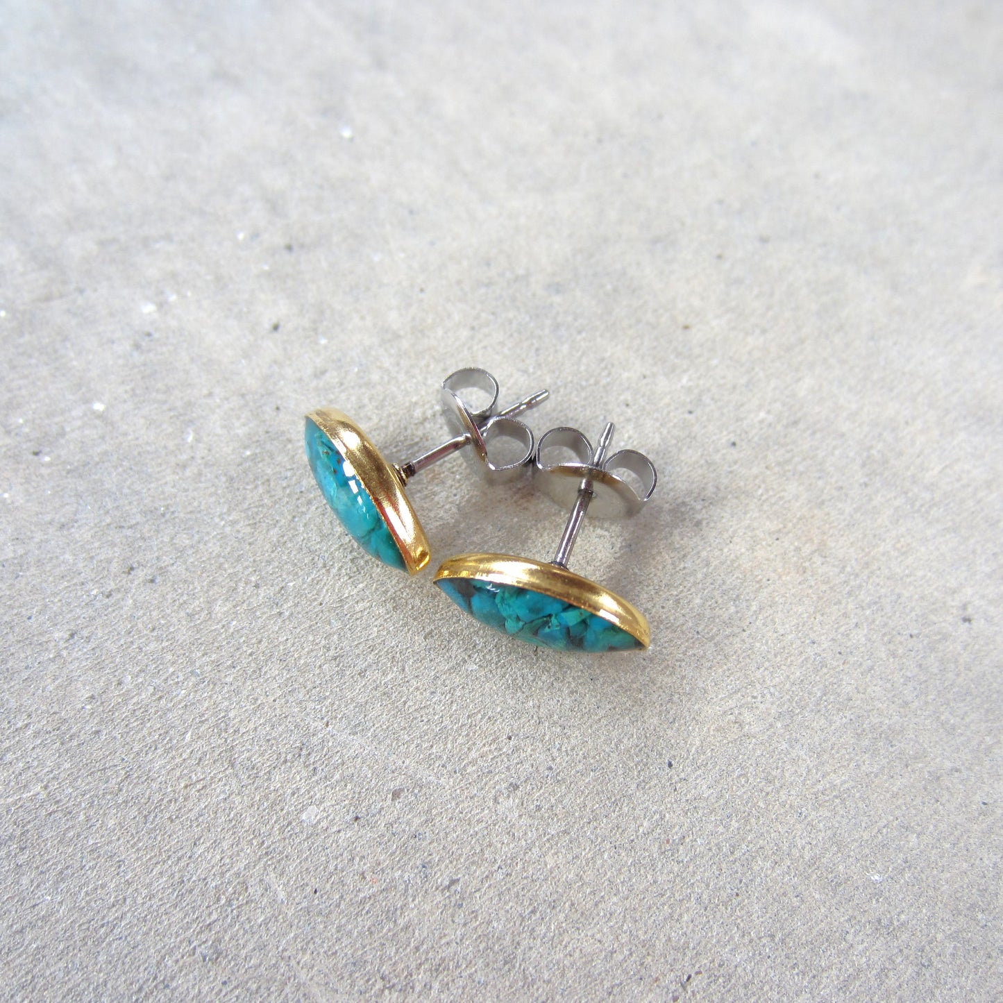 Crushed Stone Studs: Chrysocolla Small Teardrop