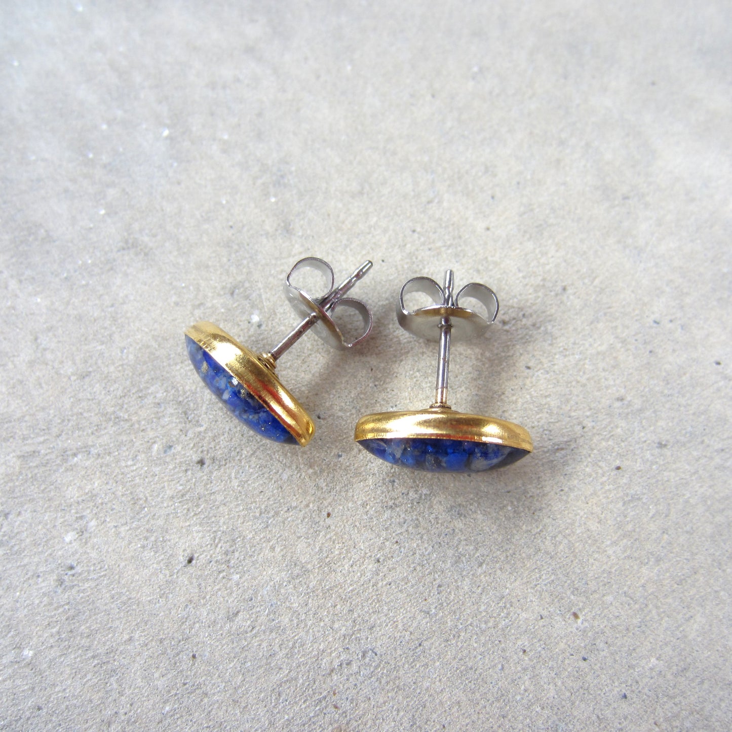 Crushed Stone Studs: Lapis Lazuli Small Teardrop