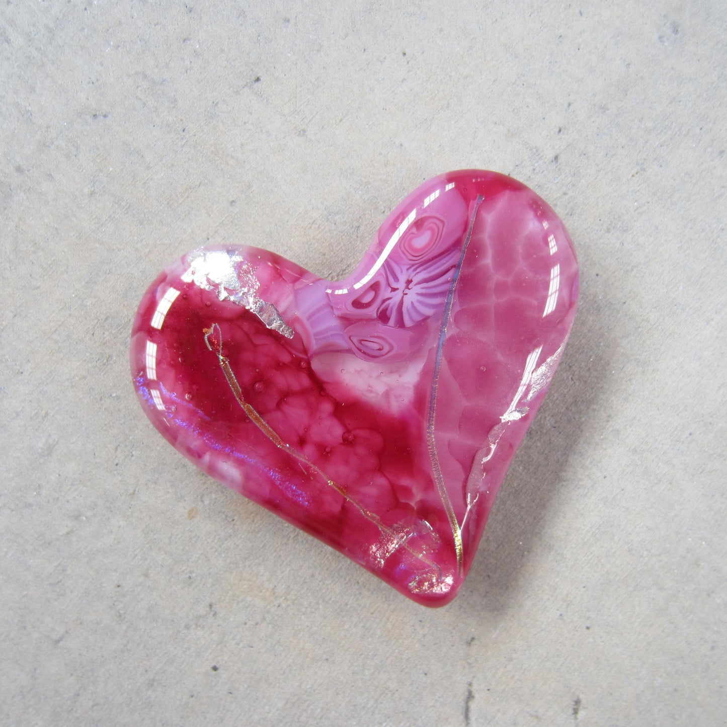 Fused Glass Heart: Shiny Pink
