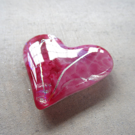 Fused Glass Heart: Shiny Pink