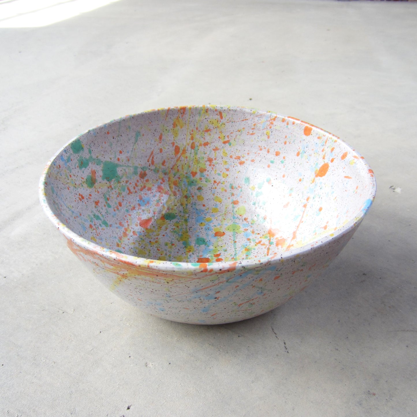 Speckled Stoneware Large Serving Bowl: Colorful Paint Splatter