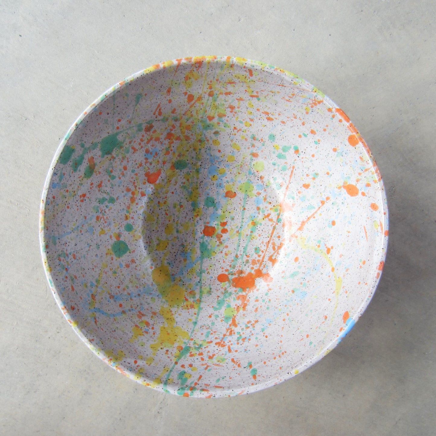 Speckled Stoneware Large Serving Bowl: Colorful Paint Splatter