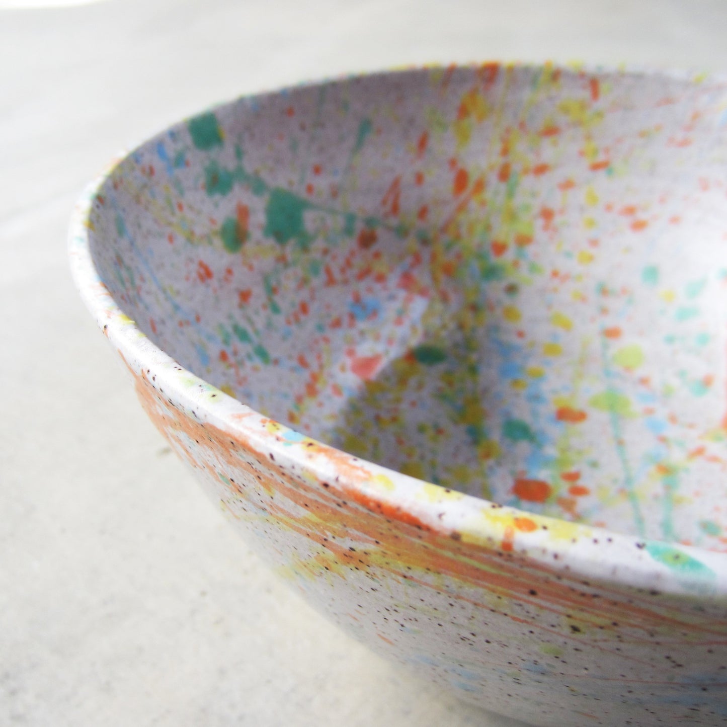 Speckled Stoneware Large Serving Bowl: Colorful Paint Splatter