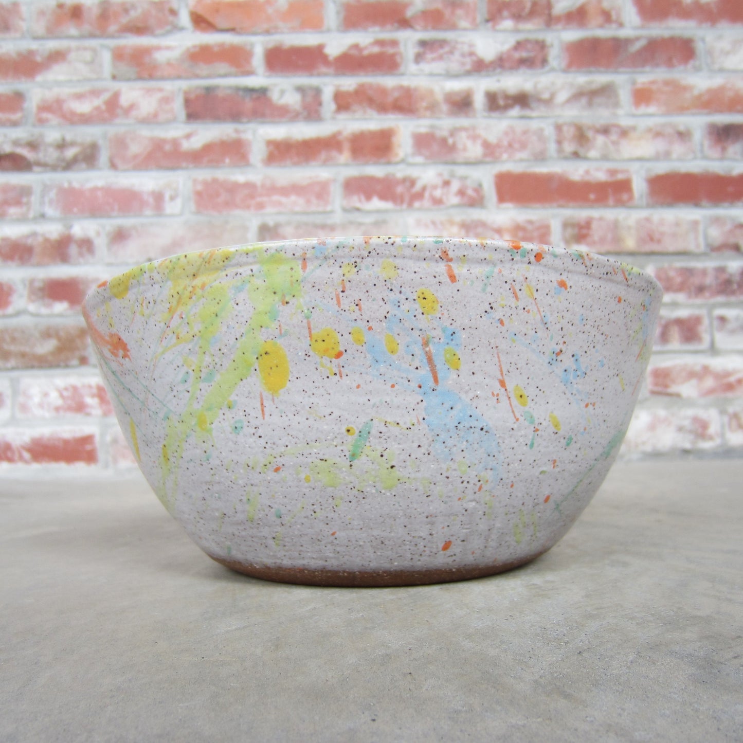 Speckled Stoneware Large Serving Bowl: Colorful Paint Splatter