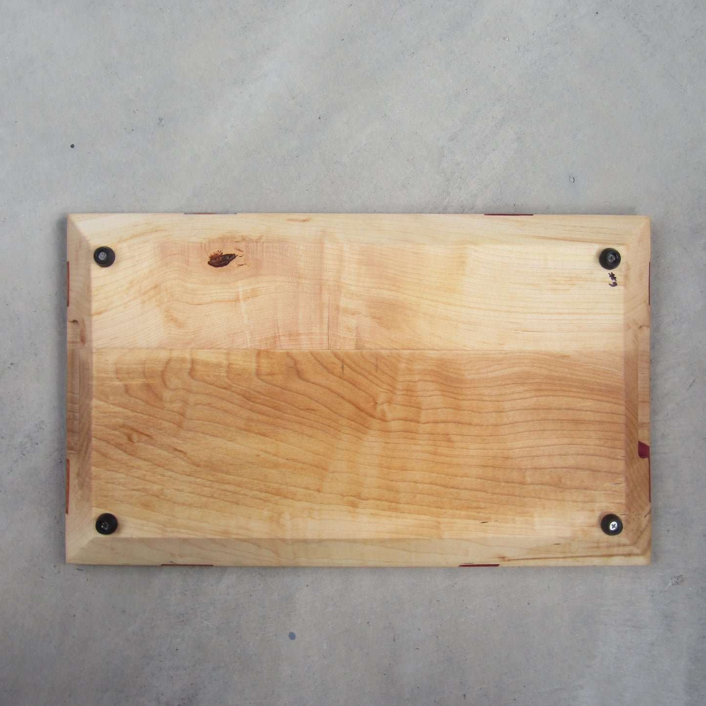 Large Serving Board: Maple with Red, Orange and White Epoxy Inlay