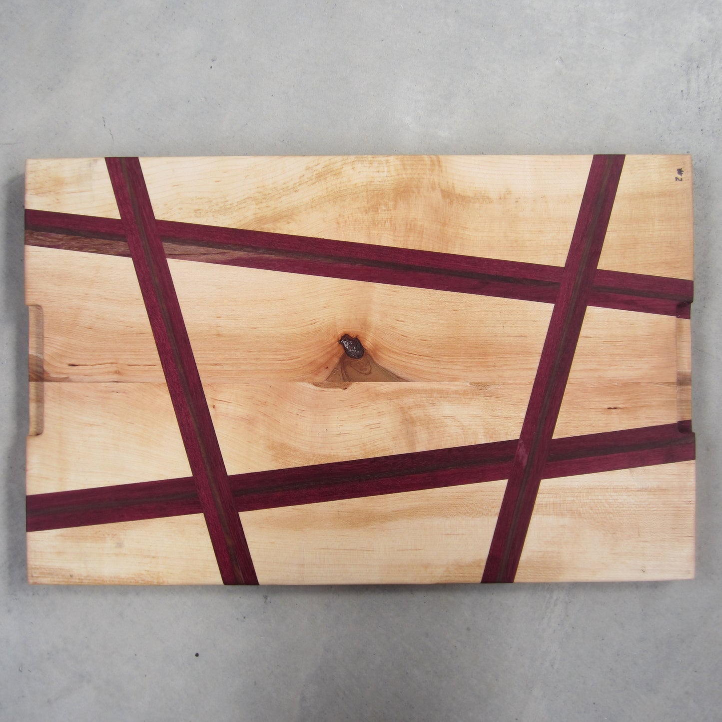 XL Cutting / Serving Board: Maple with Purple Heart Inlay and Handles