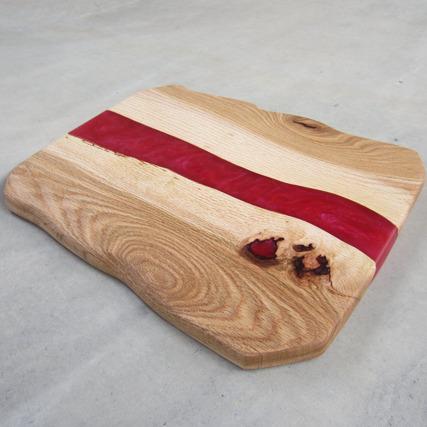 Medium Serving Board: Live Edge Maple with Dragon's Breath Epoxy Inlay