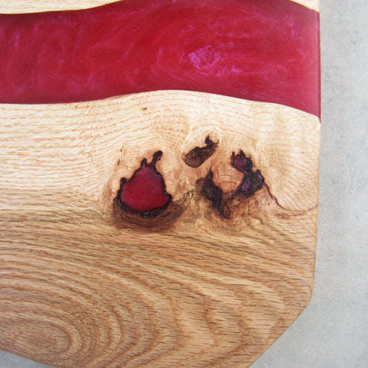 Medium Serving Board: Live Edge Maple with Dragon's Breath Epoxy Inlay