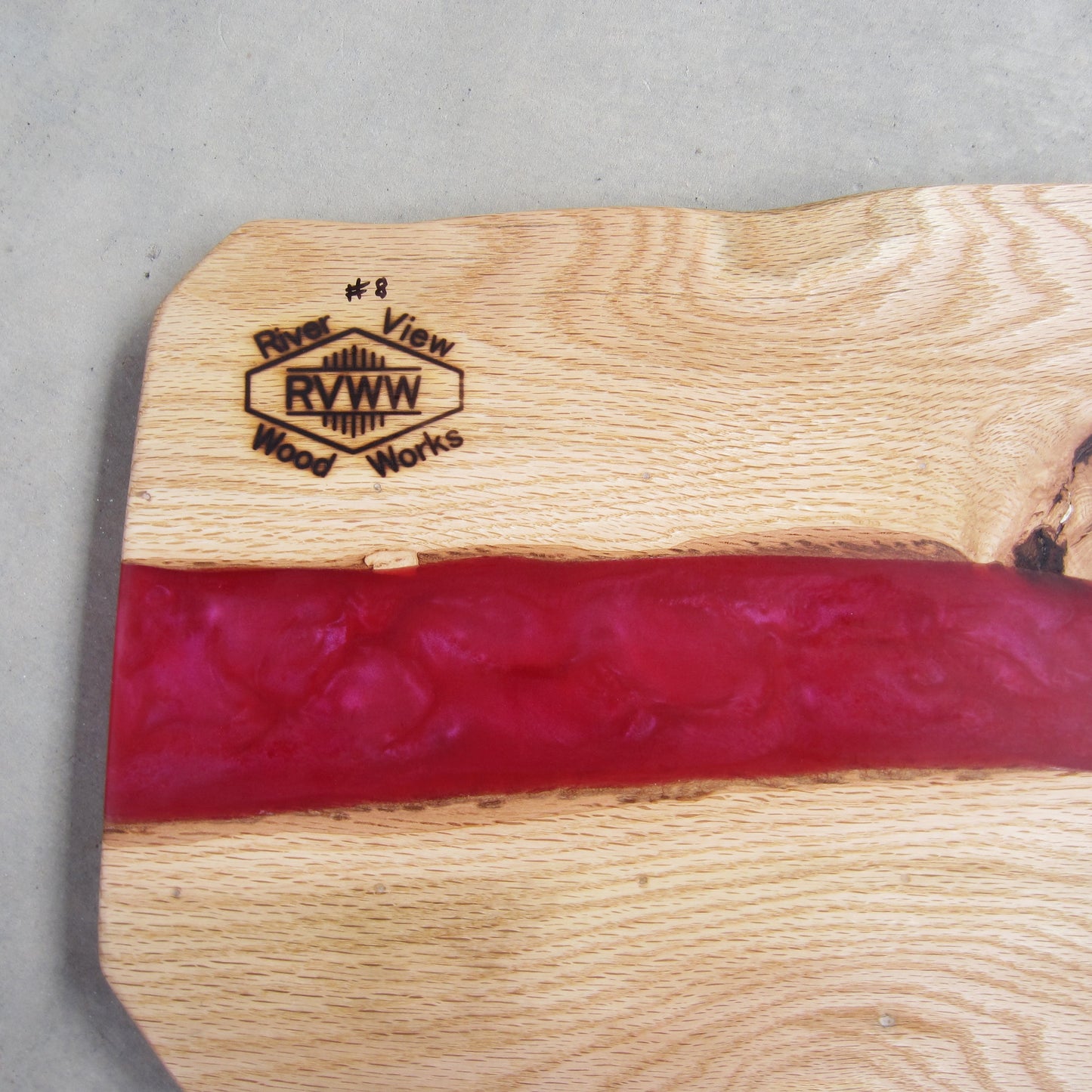 Medium Serving Board: Live Edge Maple with Dragon's Breath Epoxy Inlay