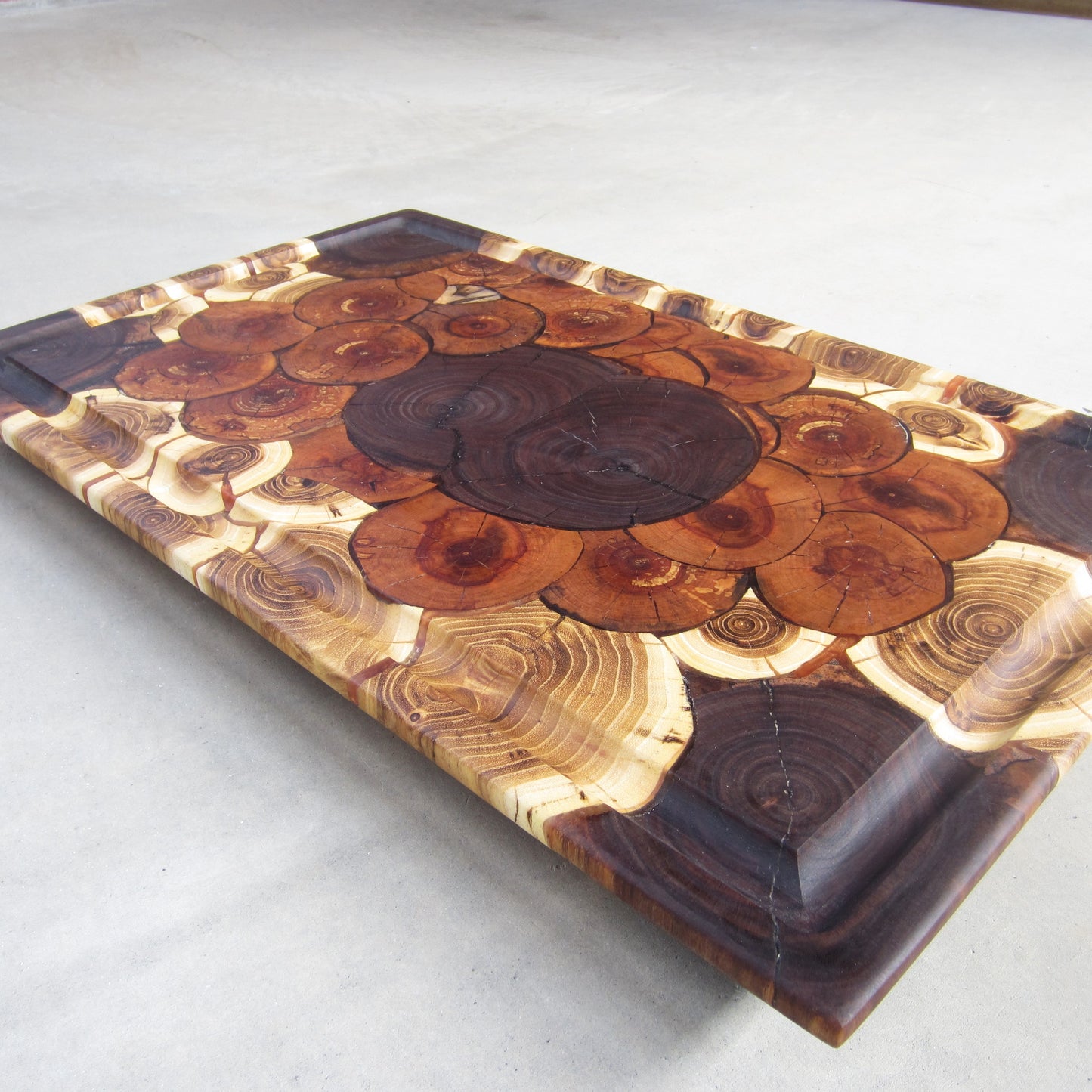 XL Cutting Board: Maple, Walnut, Apple and Honey Locust Cookie Pattern
