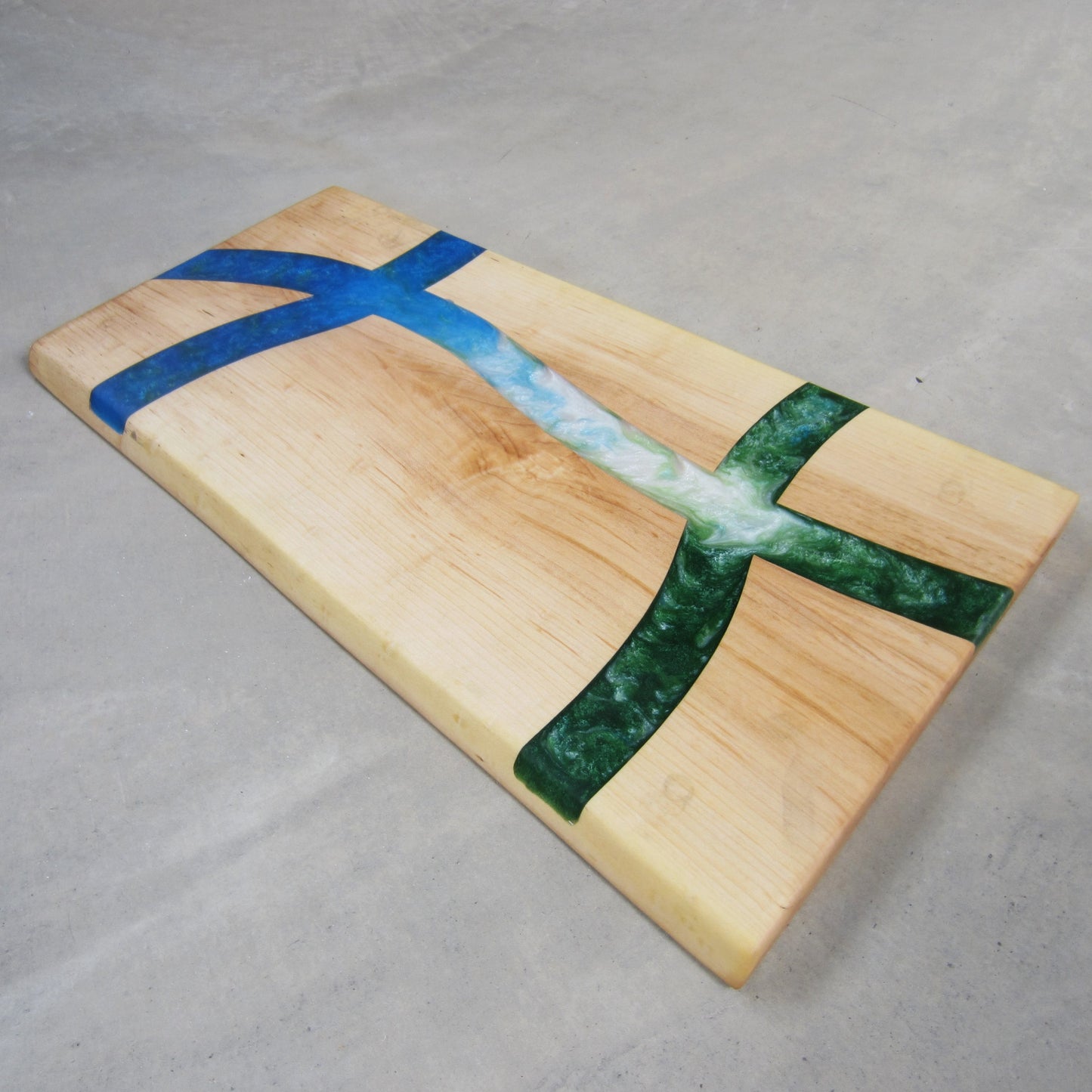 XL Serving Board: Maple with Blue Green Epoxy