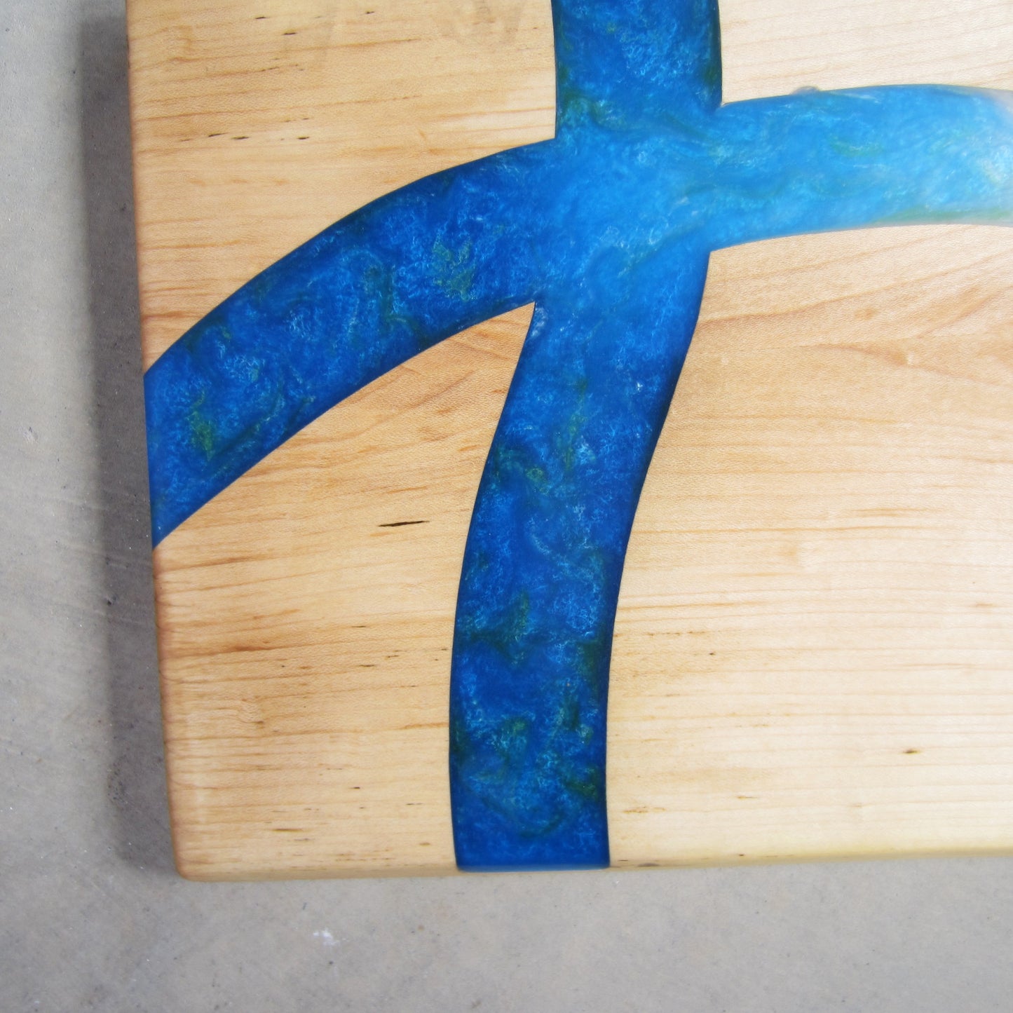 XL Serving Board: Maple with Blue Green Epoxy