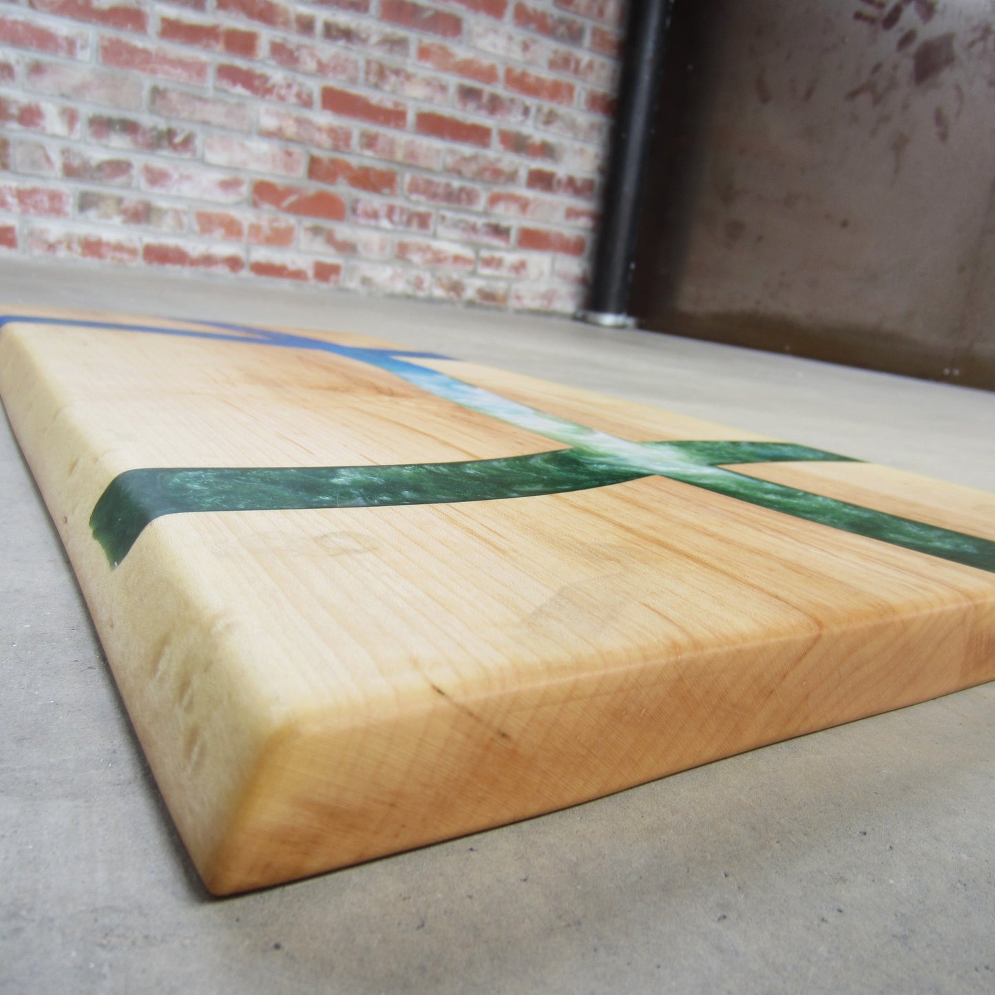 XL Serving Board: Maple with Blue Green Epoxy