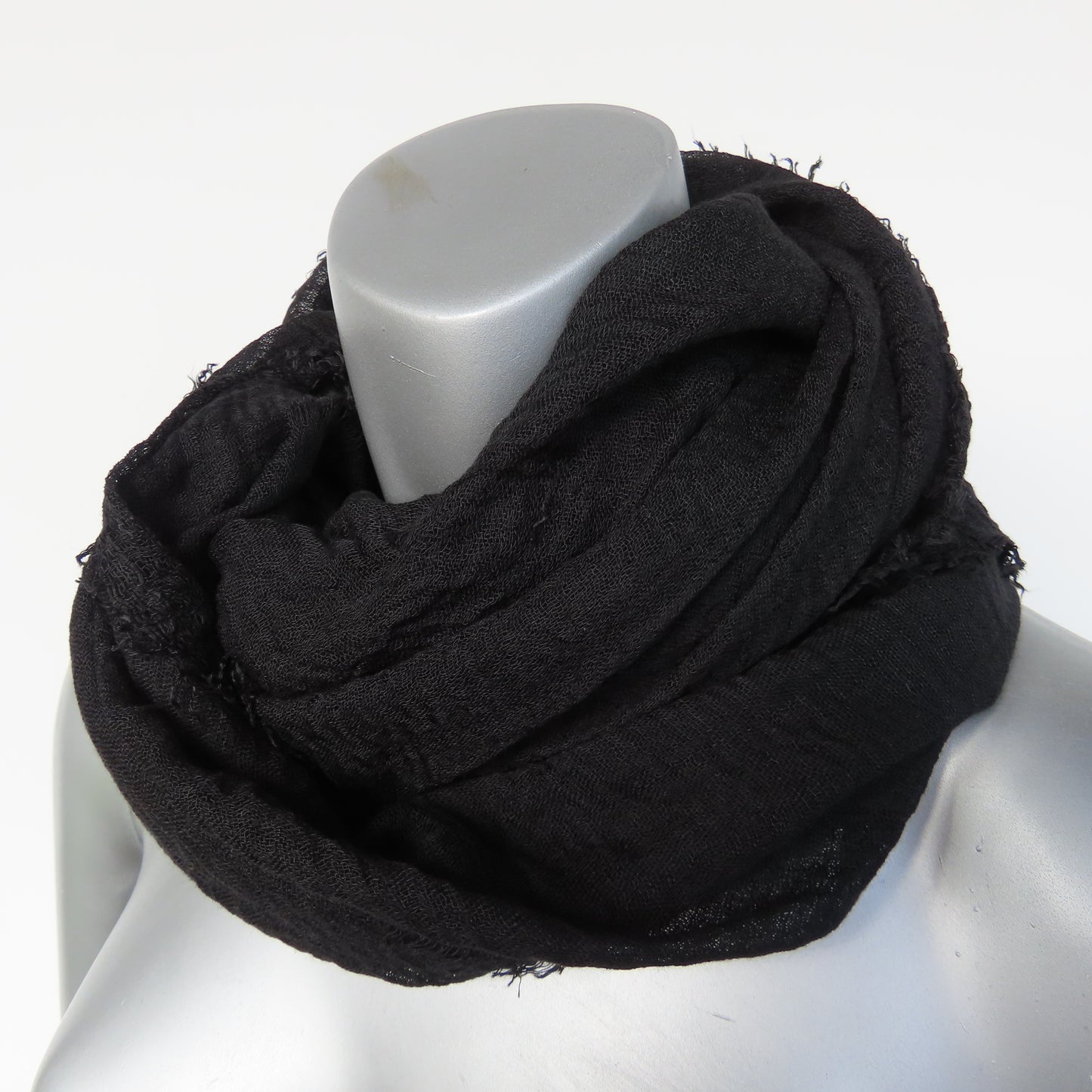 Cotton & Bamboo Gauze Shawl: Black