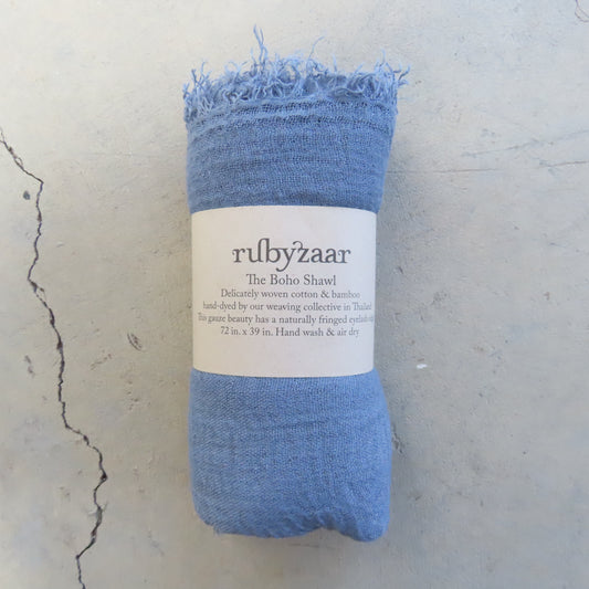 Cotton & Bamboo Gauze Shawl: Denim