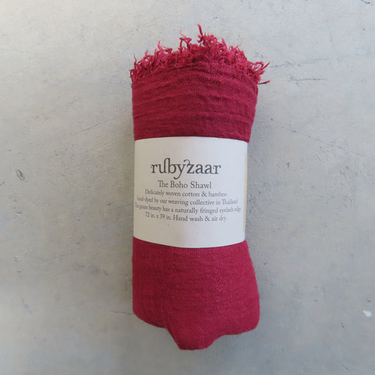 Cotton & Bamboo Gauze Shawl: Crimson