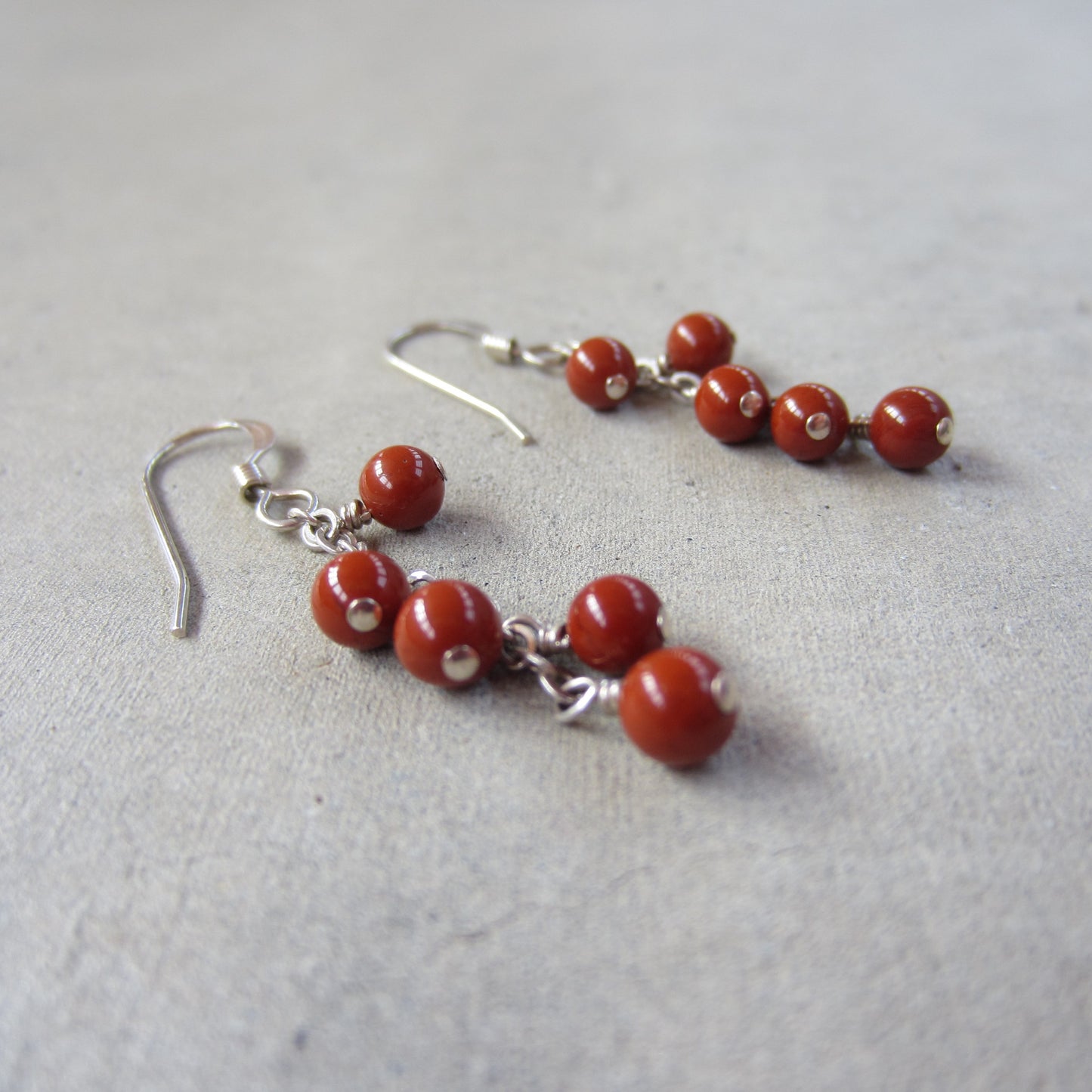 Red Jasper Cluster Earrings for Grounding