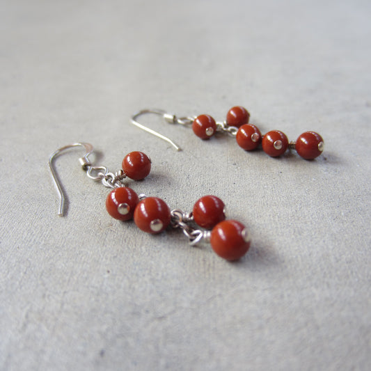 Red Jasper Cluster Earrings for Grounding