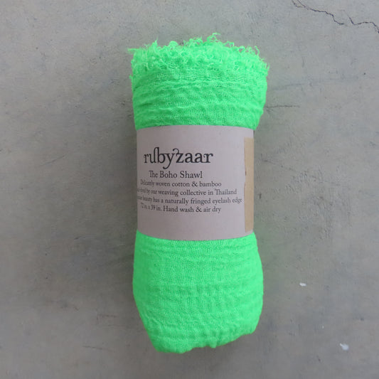 Cotton & Bamboo Gauze Shawl: Neon Green