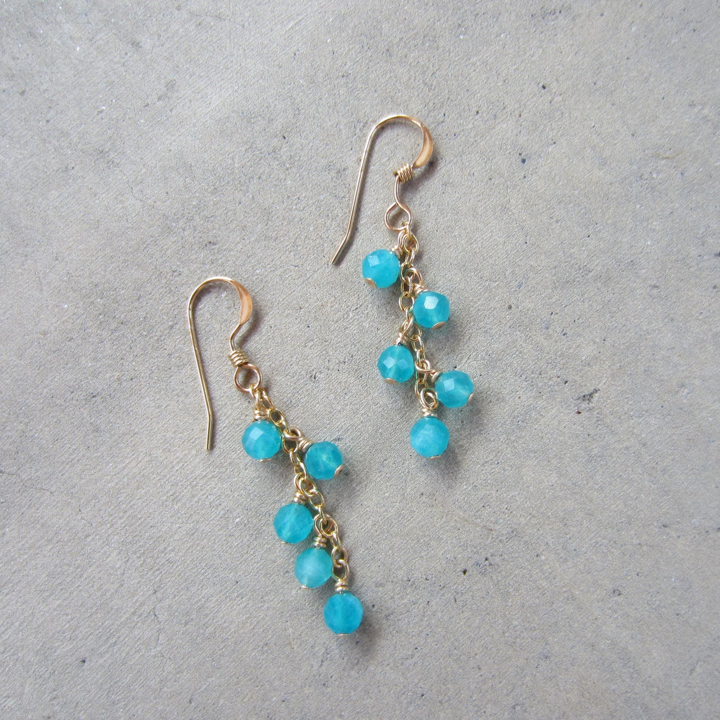 Bright Amazonite Cluster Earrings in 14k Gold Fill for Inner Peace