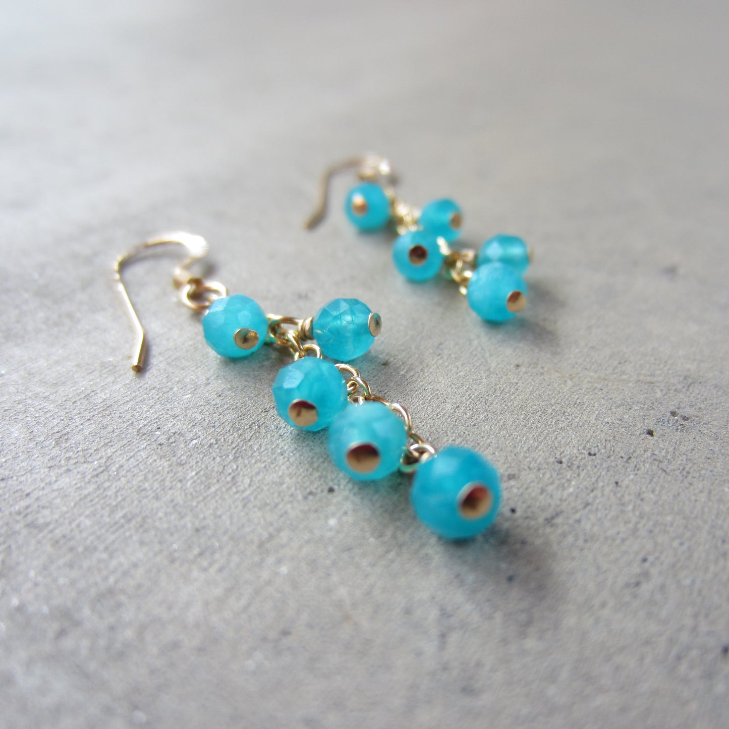 Bright Amazonite Cluster Earrings in 14k Gold Fill for Inner Peace