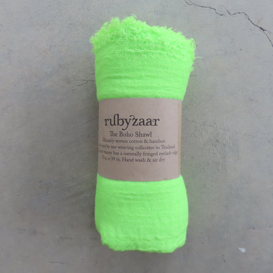 Cotton & Bamboo Gauze Shawl: Neon Yellow