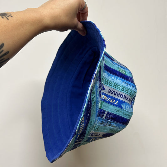 FreshGrass Wristband Bucket Hat: Blue Shades w/Blue Lining