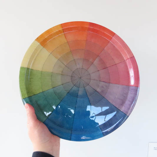 Large Round Enamel Tray: Vintage Color Wheel