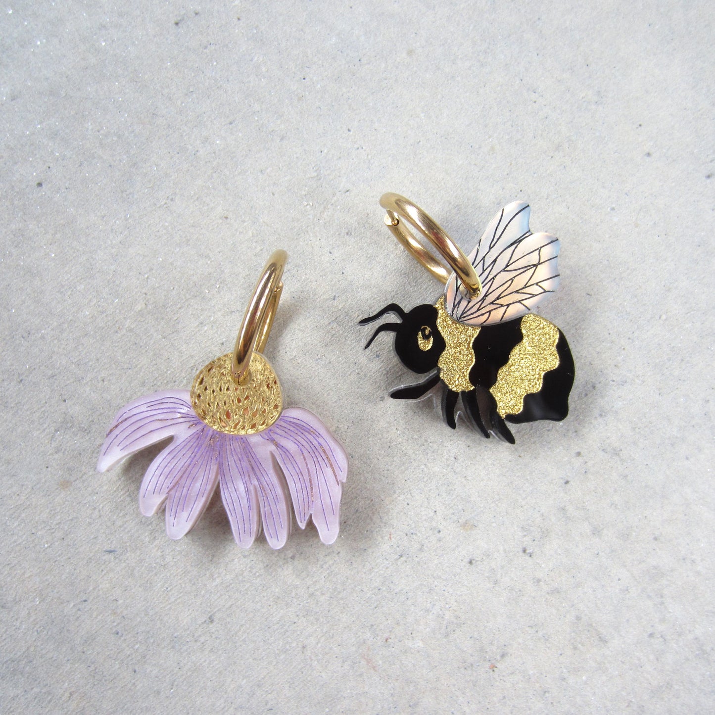 Bee and Flower Acrylic Earrings