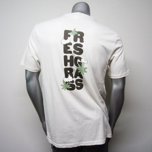 FreshGrass Tee: Beige Cannabis Design (Unisex)