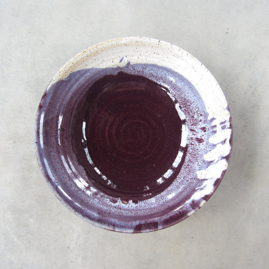 Large Handmade Ceramic Serving Bowl: Plum Ocean Surf