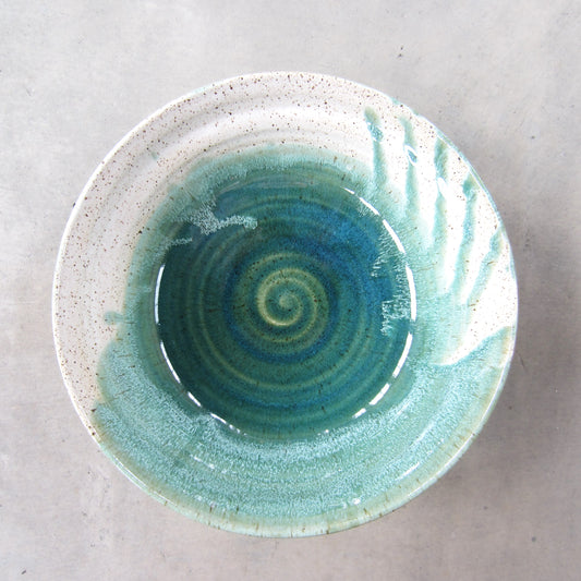 XL Handmade Ceramic Serving Bowl: Ocean Surf