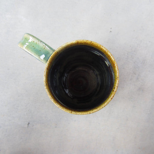 Large Handmade Ceramic Mug: Colorful Striped Glaze