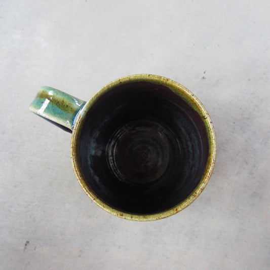 Medium Handmade Ceramic Mug: Colorful Striped Glaze