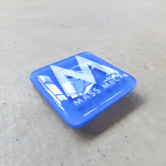 MASS MoCA Glass Magnet: Cobalt Blue and White